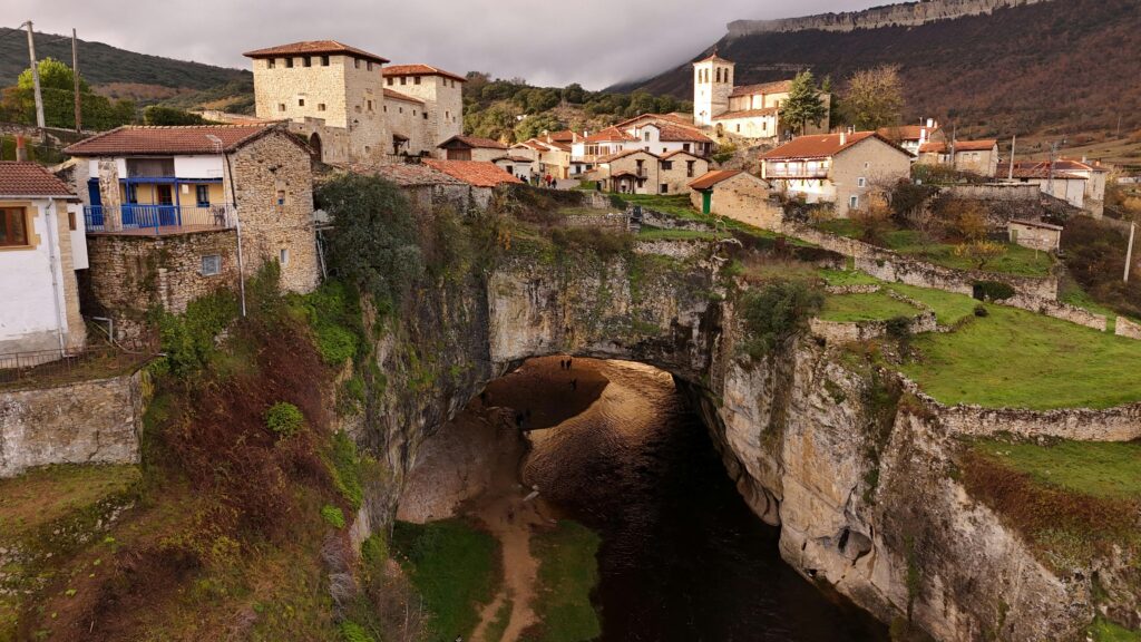 The village of Puentedey, Burgos, built upon and around a majestic natural stone bridge