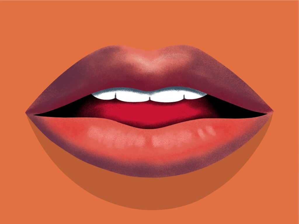 A mouth representing the need to learn languages when moving to Barcelona